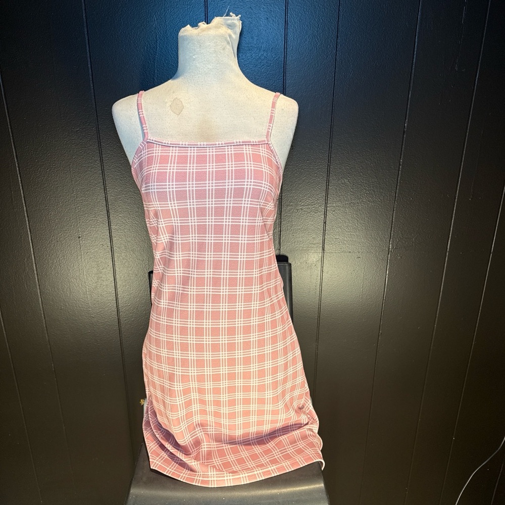 Pink Plaid Spaghetti Strap Slip Dress